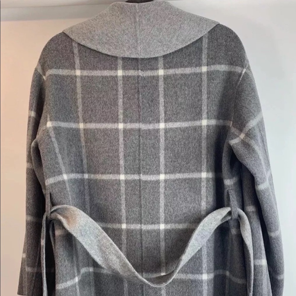 Theory Cashmere Wool shawl belt plaid jacket coat - Picture 4 of 6